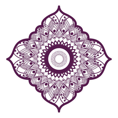 Mandala in frame purple design of Bohemic ornament indian and decoration theme Vector illustrationのイラスト素材