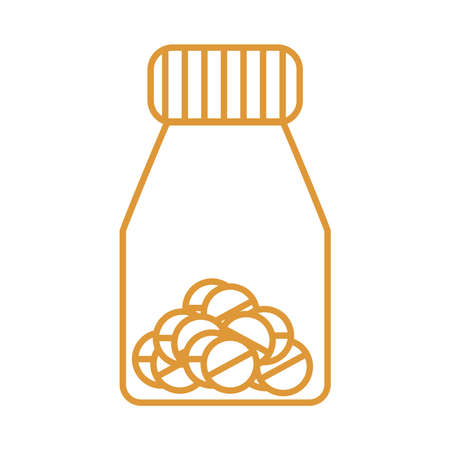 Pills jar line style icon design of Medical care health and emergency theme Vector illustrationのイラスト素材
