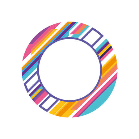 modern circle frame multicolored and striped design of Decorative element theme Vector illustrationのイラスト素材