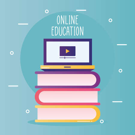 Education online with laptop on books design, elearning theme Vector illustrationのイラスト素材