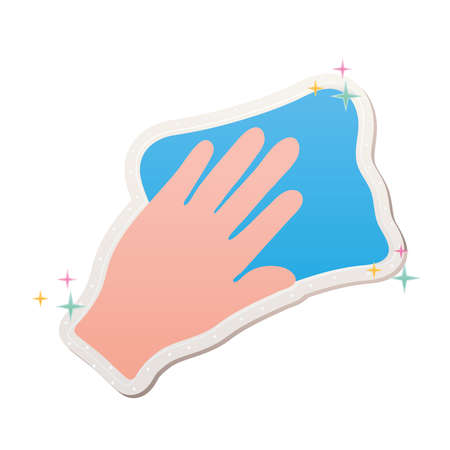 hand cleaning stickers with dishcloth vector illustration designのイラスト素材