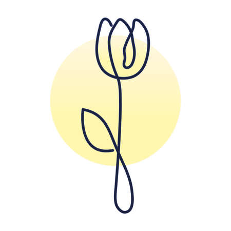 rose with stem and leaf, one line style vector illustration designのイラスト素材