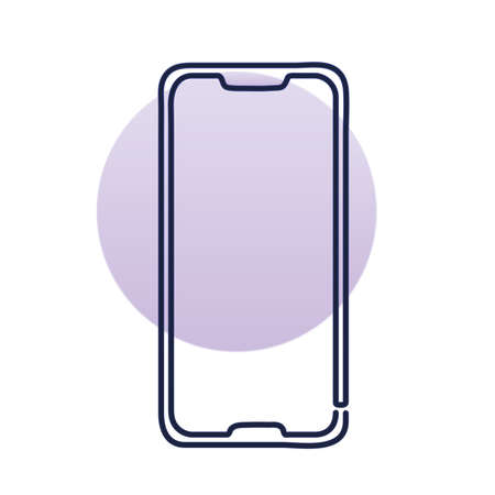 smartphone one line style with background purple vector illustration designのイラスト素材