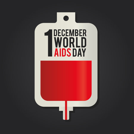 1 december world aids day lettering on one blood bag vector illustration design