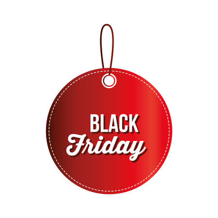 Black friday lettering in a circular red card vector illustration designのイラスト素材