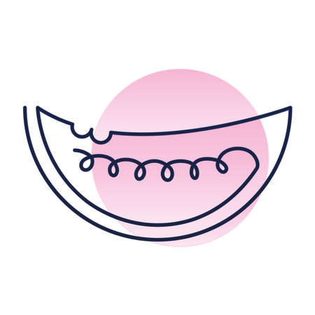 fresh watermelon one line fruit vector illustration designのイラスト素材
