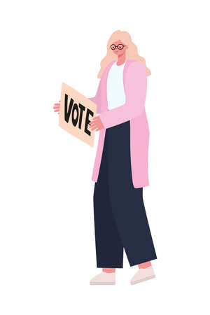 woman dressed in pink coat with a vote poster vector illustration designのイラスト素材