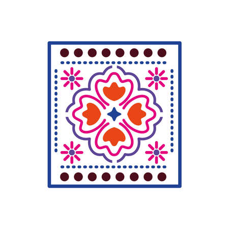 mexican icon of a clover with colors in square on white background vector illustration designのイラスト素材