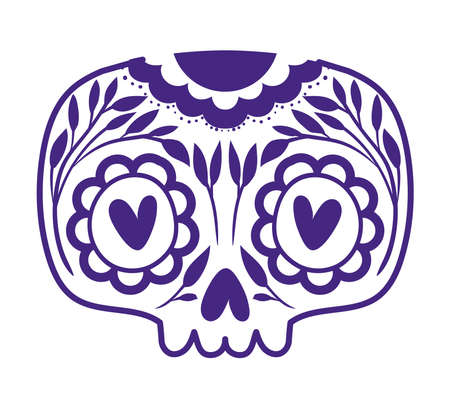 skull of deads day with hearts on eyes over a white background vector illustration designのイラスト素材