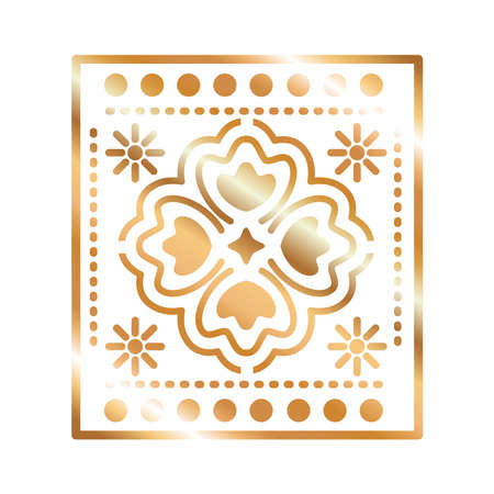 mexican icon of a clover with golden color in square on white background vector illustration designのイラスト素材
