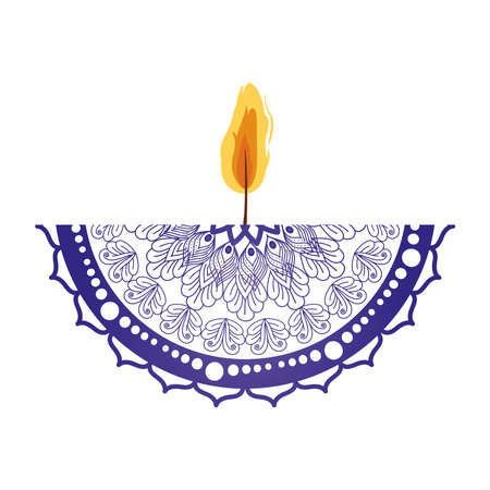 mandala of color purple with a candle on white background vector illustration designのイラスト素材