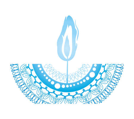 mandala of color pale blue with a blue candle on white background vector illustration designのイラスト素材