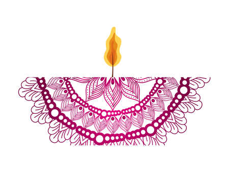 mandala of color pink with a candle on white background vector illustration designのイラスト素材