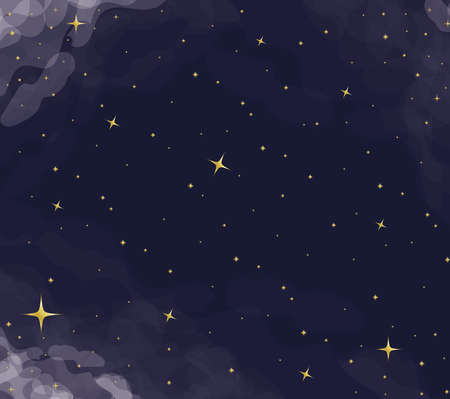 gold stars on dark sky background design, Night bedtime space nature science celestial galaxy and astrology theme Vector illustrationのイラスト素材