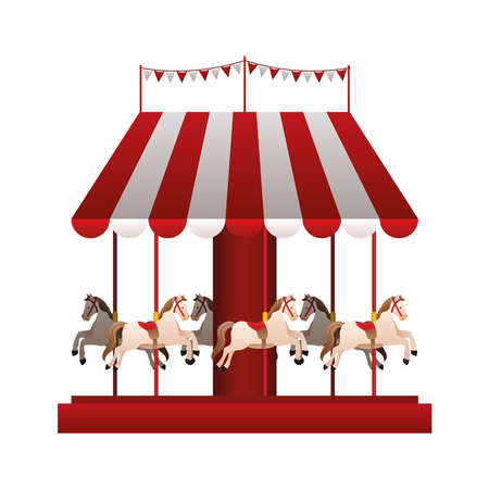 merry christmas carousel design, winter season and decoration theme Vector illustrationのイラスト素材