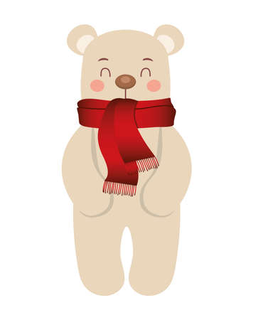 christmas bear icon with a scarf vector illustration designのイラスト素材