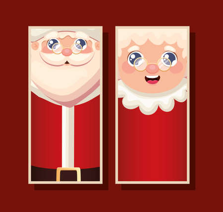 set of christmas frames in crimson background vector illustration designのイラスト素材