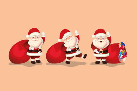 bunch of santa claus icons vector illustration designのイラスト素材