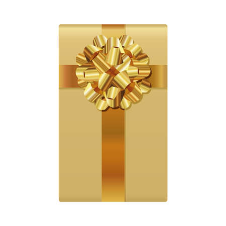 gift box of golden color with a golden bow vector illustration designのイラスト素材