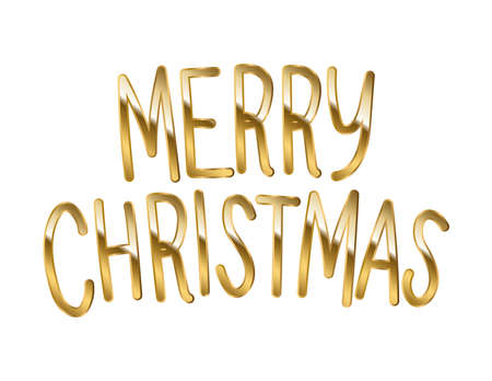 merry christmas in gold lettering on white background vector illustration designのイラスト素材