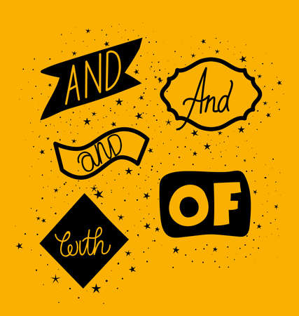 set of catchword in yellow background vector illustration designのイラスト素材