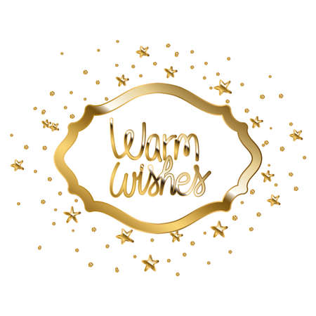 warm wishes in gold lettering with stars vector illustration designのイラスト素材