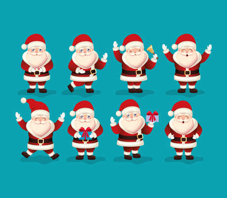 bundle of santa claus icons vector illustration designのイラスト素材
