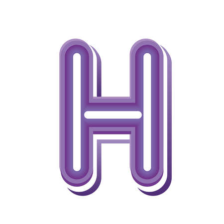 letter H in purple neon font vector illustration designのイラスト素材