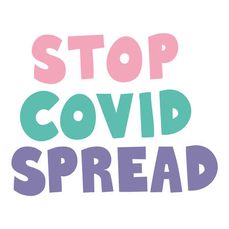 stop covid spread lettering doodle flat style icon vector illustration designのイラスト素材