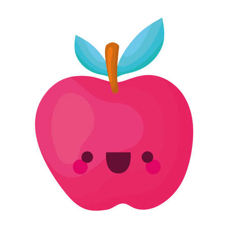 kawaii apple of a red color with stem vector illustration designのイラスト素材
