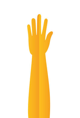 silhouette with one arm, hand and five fingers of yellow color on white background vector illustration designのイラスト素材