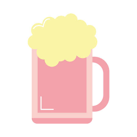glass of beer of a pink color with foam on white backgroundvector illustration designのイラスト素材