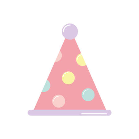 party hat of a pink color with dots on white background vector illustration designのイラスト素材