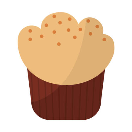 cupcake with ligth brown frosting and dots on white background vector illustration designのイラスト素材