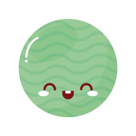 melon kawaii fruit with a smile on white background vector illustration designのイラスト素材