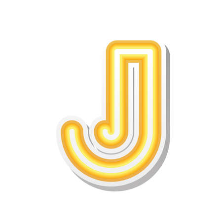 letter J in orange neon font vector illustration designのイラスト素材
