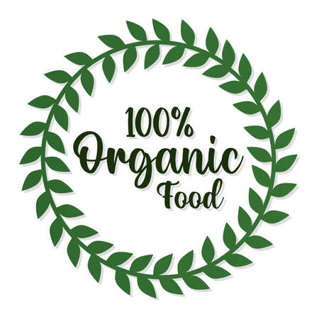 100 percentage organic food letters in the center vector illustration designのイラスト素材