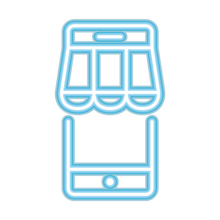 shopping online in neon style vector illustration designのイラスト素材