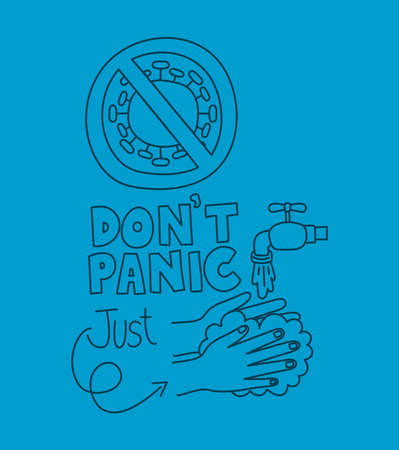 dont panic lettering on blue background vector illustration designのイラスト素材