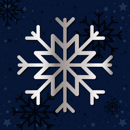 snowflake of silver color on blue background vector illustration designのイラスト素材