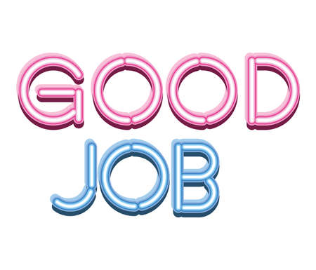 good job lettering in neon font vector illustration designのイラスト素材