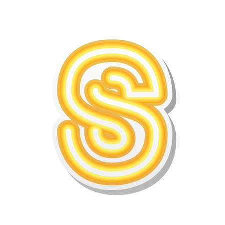 letter S in orange neon font vector illustration designのイラスト素材