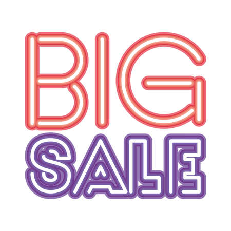 big sale lettering in neon font vector illustration designのイラスト素材