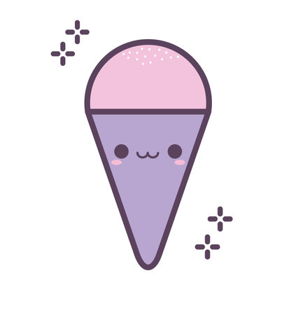 ice cream with purple cone and smiling vector illustration designのイラスト素材