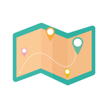 map with bundle of location marks vector illustration designのイラスト素材