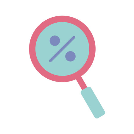 magnifying glass with one symbol of a percentage on it vector illustration designのイラスト素材