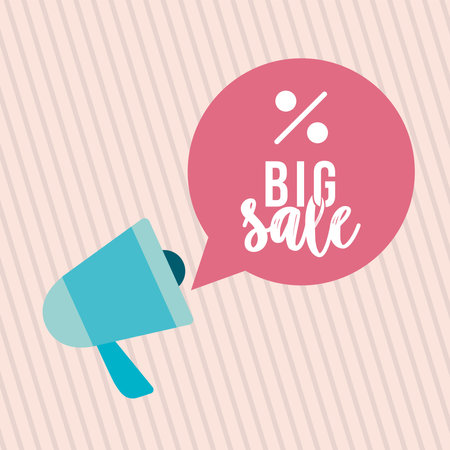 megaphone with big sale lettering and one percentage symbol vector illustration designのイラスト素材
