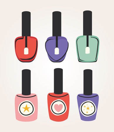 set of polish bottles icons vector illustration designのイラスト素材