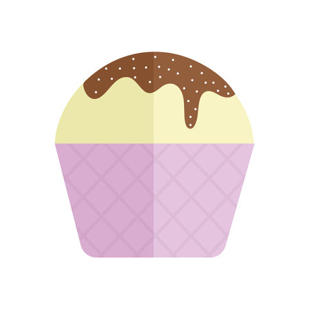 cupcake with a yellow color and chocolate vector illustration designのイラスト素材