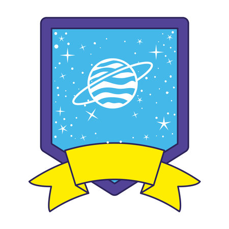 patch with saturn on it in a white background vector illustration designのイラスト素材